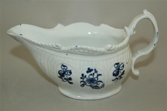 A Liverpool moulded cream boat, c.1768, 15.5cm